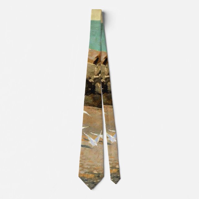 Homer - Rocky Coast and Gulls, fine art Neck Tie (Front)
