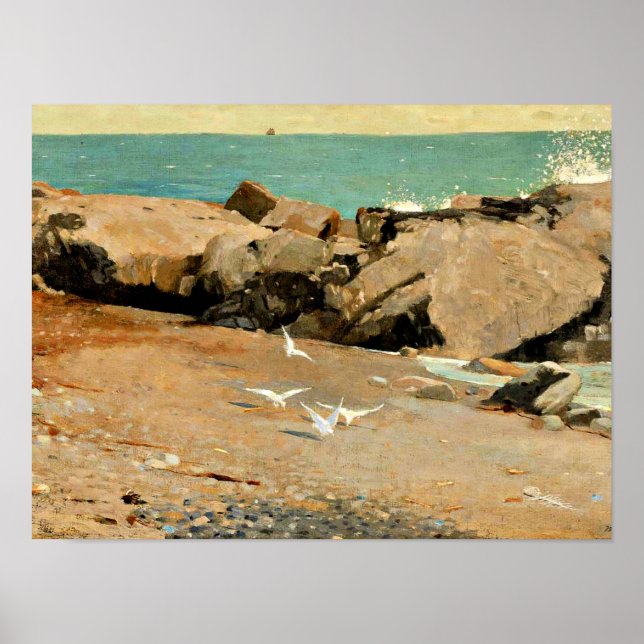 Homer - Rocky Coast and Gulls, fine art Poster (Front)