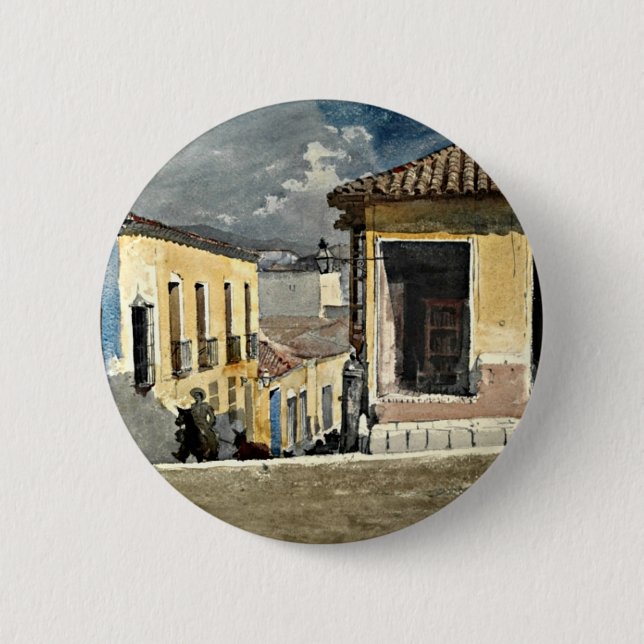 Homer: Santiago de Cuba Street Scene Pinback Button (Front)