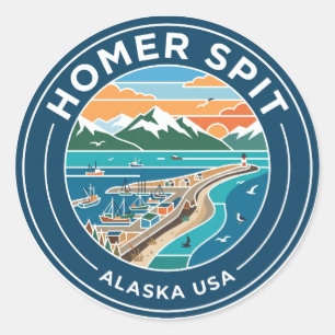 Homer Spit Alaska USA Classic Round Sticker