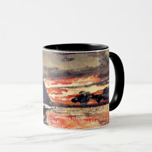 Homer - Sunset Fires, fine art watercolor painting Mug