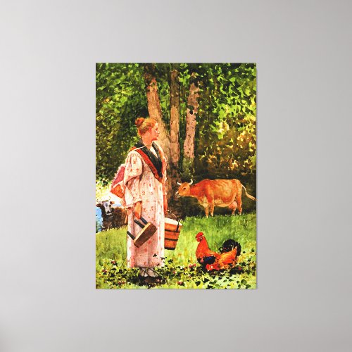 Homer _ The Milk Maid famous painting Canvas Print