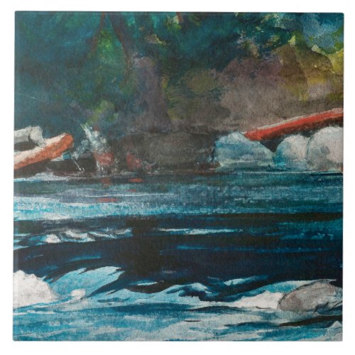 Homer _ The Rapids Hudson River Adirondacks Ceramic Tile