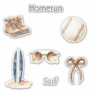 Homerun Baseball Surfing Sticker