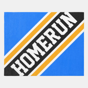 HOMERUN Bright Blue Black Baseball Racing Stripes Outdoor Rug