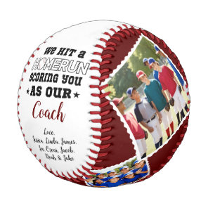 Homerun Coach Thank You Gift Custom Photo & Names Baseball