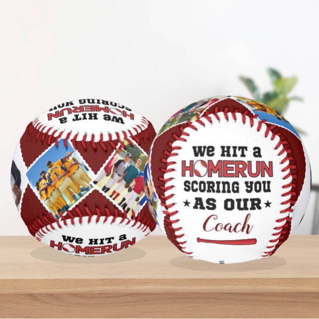 Homerun Coach Thank You Gift Custom Photo & Names Baseball (Creator Uploaded)