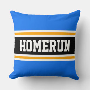HOMERUN Sporty Bright Blue Orange Summer Stripes Throw Pillow