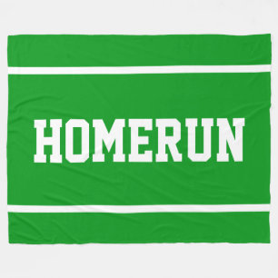 HOMERUN Sporty White Text Stripes On Bright Green Fleece Blanket