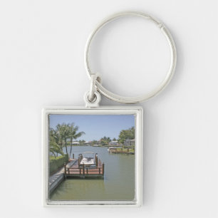 Homes and docks on canal Marco Island Florida Keychain
