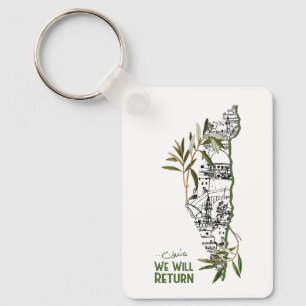 Homes Within the Map, Embraced by Olive Branches Keychain