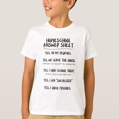 Homeschool Answer Sheet 2 T-Shirt