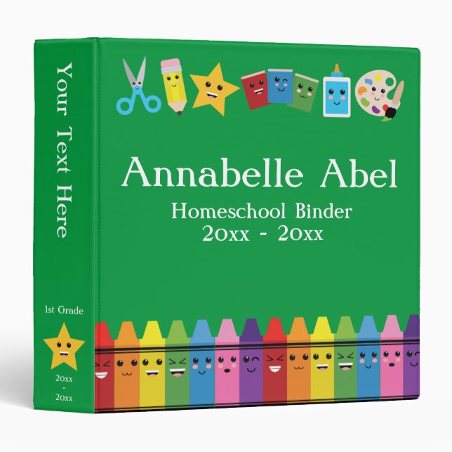 Homeschool Classroom Organization Portfolio Cute 3 Ring Binder (Front/Spine)
