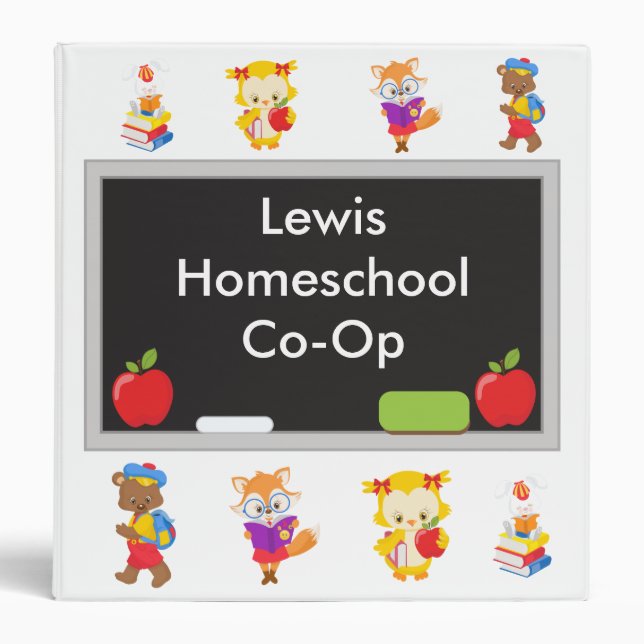 Homeschool Co-op Animals and Chalkboard Binder (Front)