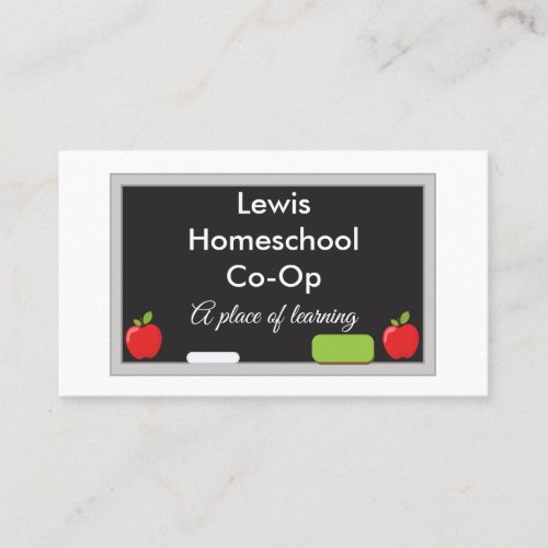 Homeschool Co_Op Chalkboard with Apples Business Card