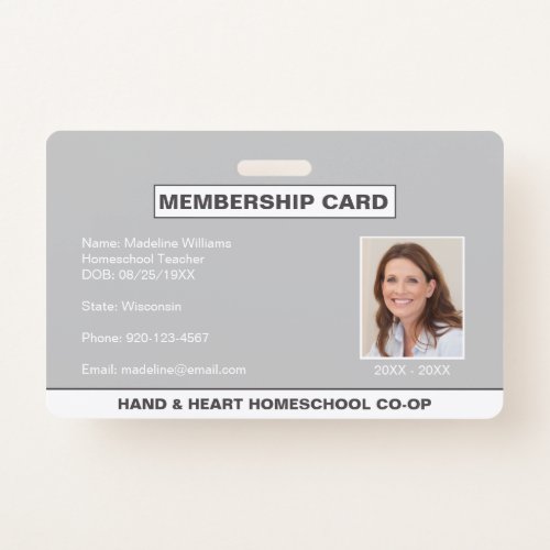 Homeschool CO_OP Membership Parent ID Badge