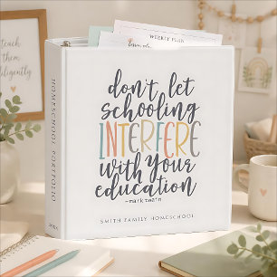 Homeschool Colorful Quotes 3 Ring Binder