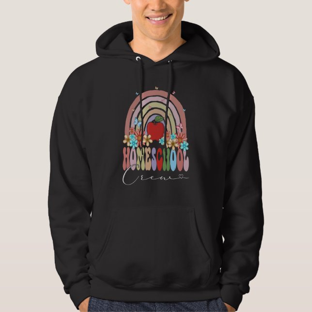 Homeschool Crew Back To School Rainbow Retro Groov Hoodie (Front)
