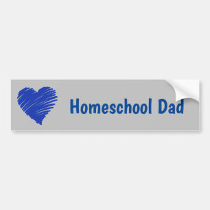 Homeschool Dad blue heart Bumper Sticker