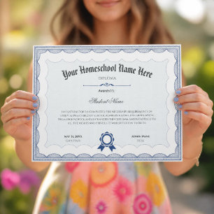 Homeschool Diploma Traditional Blue