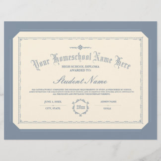 Homeschool Diploma Traditional Soft Blue