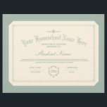 Homeschool Diploma Traditional Soft Green<br><div class="desc">A traditional homeschool diploma in soft green ready to be personalized with your own custom text.</div>