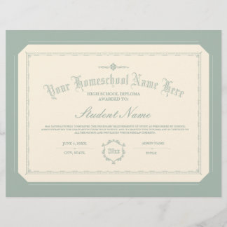 Homeschool Diploma Traditional Soft Green