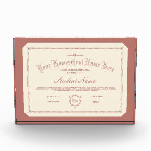 Homeschool Diploma Traditional Soft Red Acrylic Award