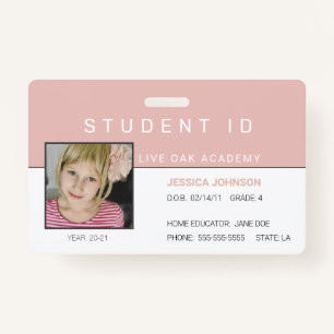 Homeschool Girl Student ID Badge   Pink Rainbow
