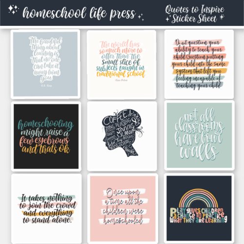 Homeschool Inspiring Quotes Blocks Sticker Sheet