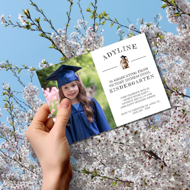 Homeschool Kindergarten Graduation with Bunny Invitation (Creator Uploaded)