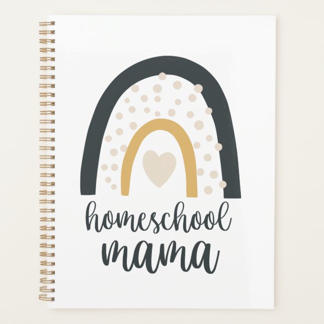 Homeschool Mama Boho Rainbow Heart Planner (Front)