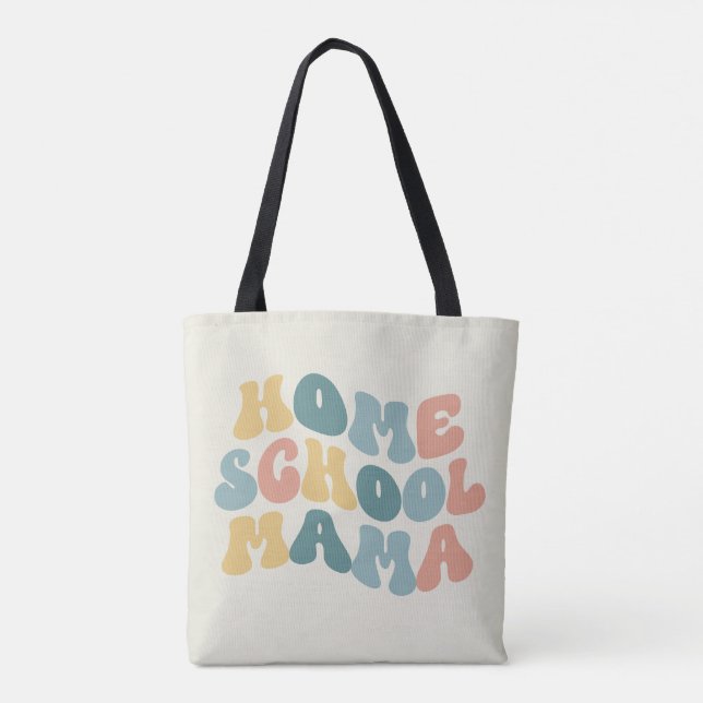 Homeschool Mama Retro Custom Colors Tote Bag (Back)