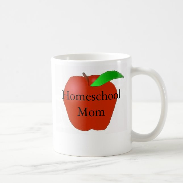 Homeschool Mom with Apple Coffee Mug (Right)