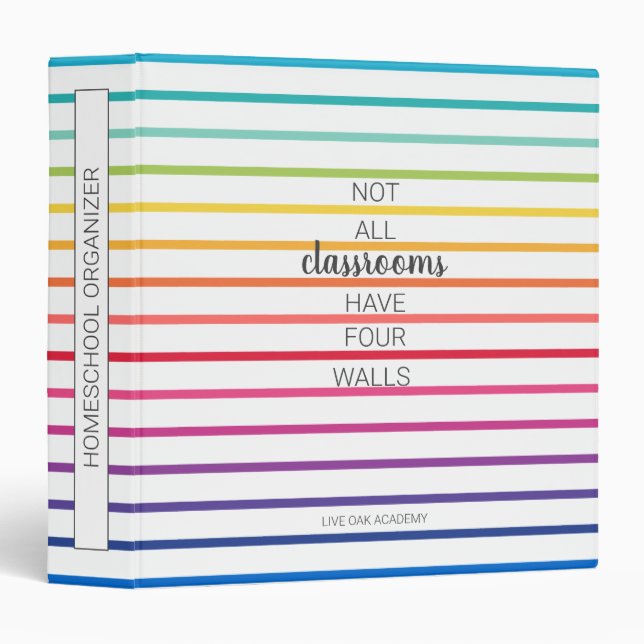Homeschool Organizer Binder | rainbow Stripes (Front/Spine)