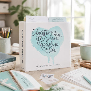 Homeschool Organizer Watercolor Heart 3 Ring Binder