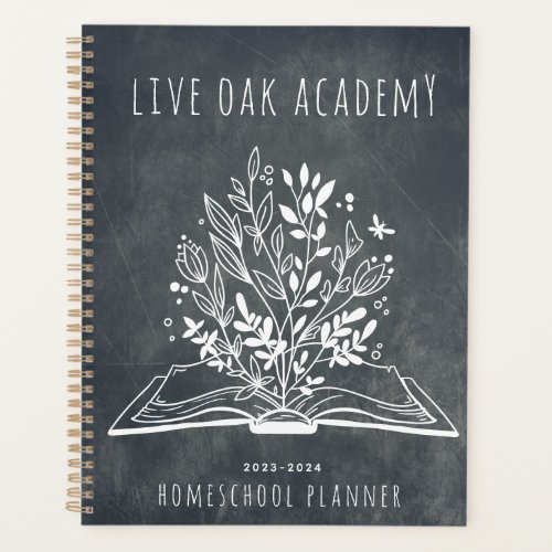 Homeschool Planner Minimalist Floral Open Book