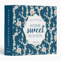 Homeschool Portfolio Organizer Cactus Watercolors 3 Ring Binder