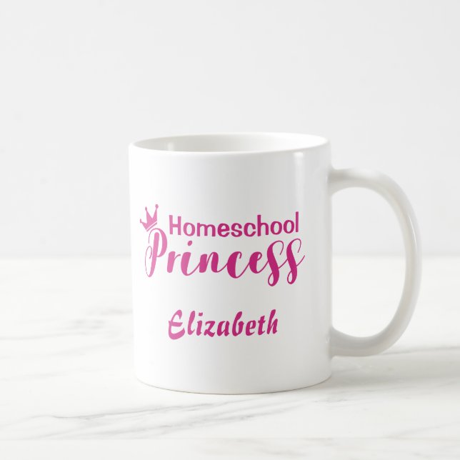 Homeschool Princess Pretty Pink and White Coffee Mug (Right)