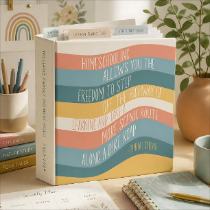 Homeschool Quote Retro Wave 3 Ring Binder