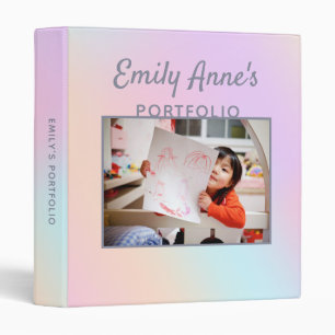 Homeschool Rainbow Unicorn Ombre Girl's Portfolio 3 Ring Binder