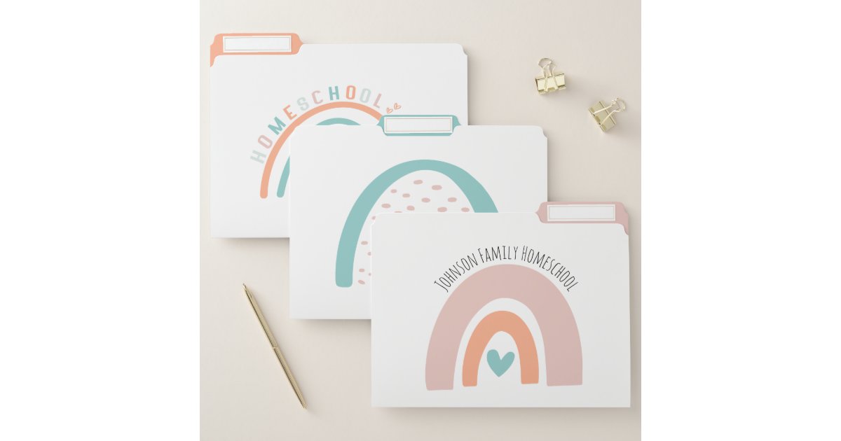 Homeschool Rainbows Collection Personalized Name File Folder | Zazzle