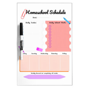  Homeschool Schedule Planner for Daily Tasks Dry Erase Board