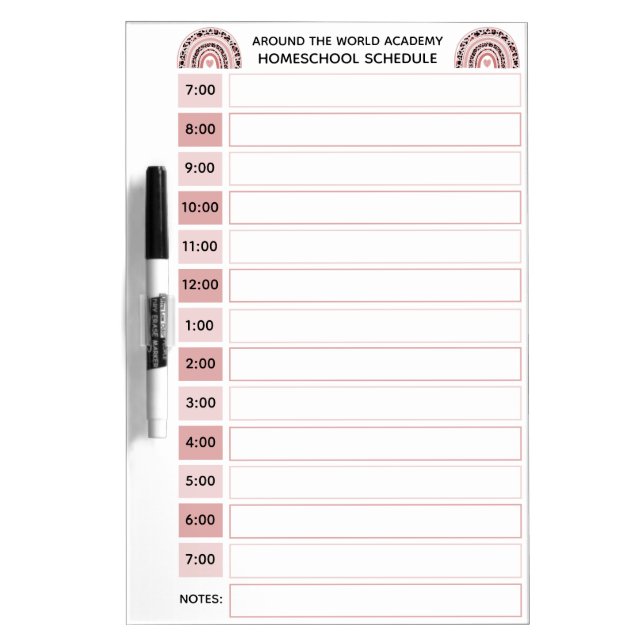 Homeschool Schedule Rainbow Dry Erase Board (Front)