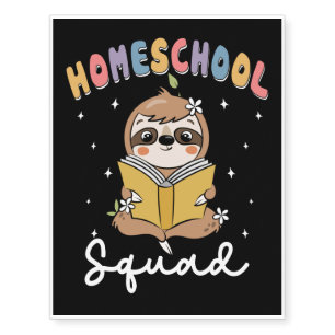 Homeschool Sloth Funny First Day Of School Temporary Tattoos