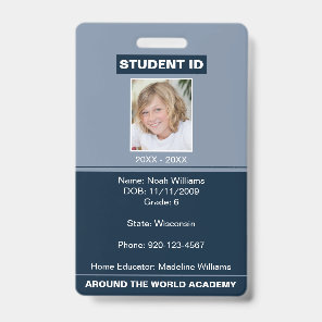 Homeschool Student ID Badge Blue