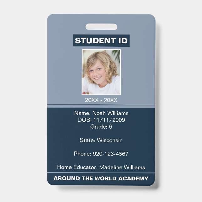 Homeschool Student ID Badge Blue (Front)