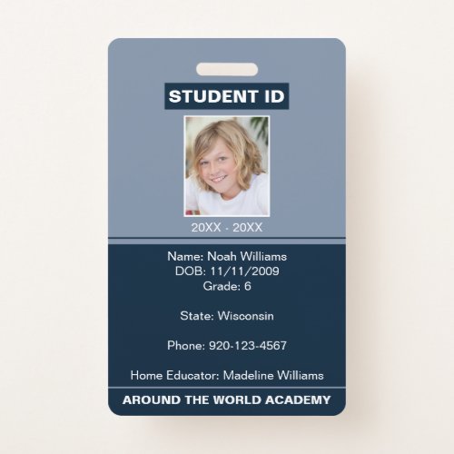 Homeschool Student ID Badge Blue