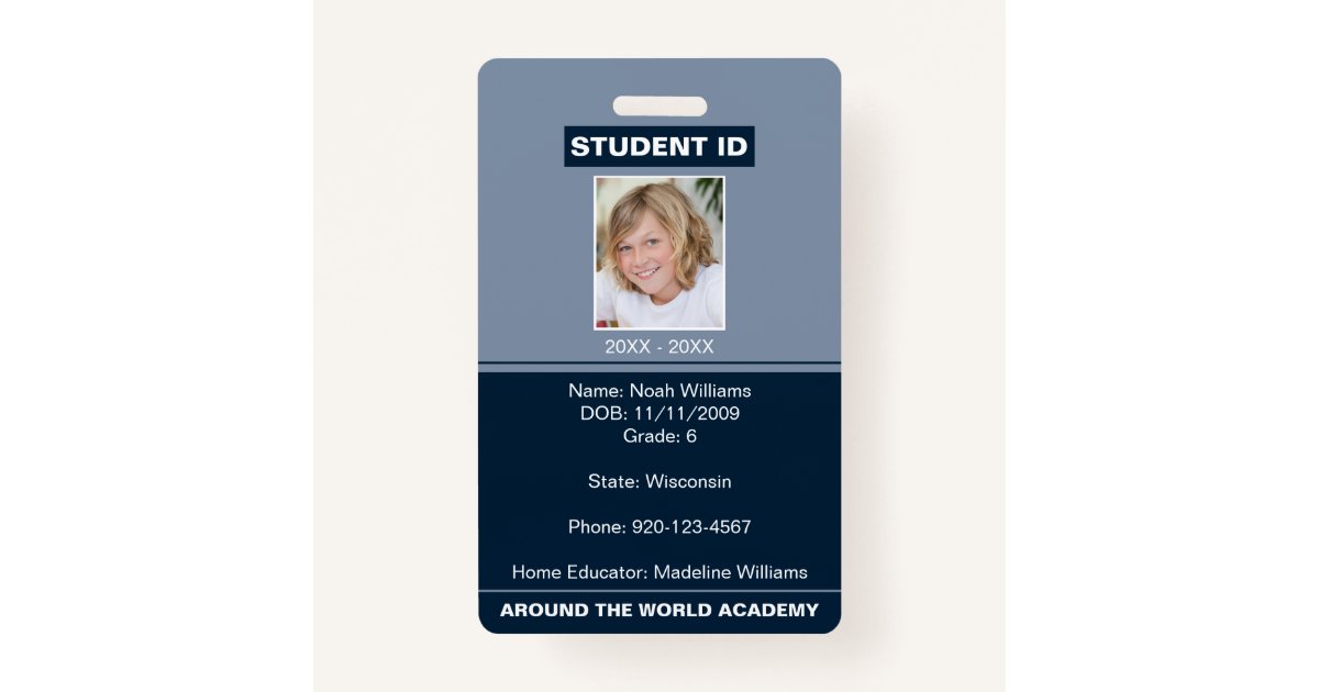 Homeschool Student ID Badge Blue Zazzle