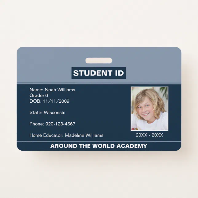 Homeschool Student ID Badge Blue | Zazzle